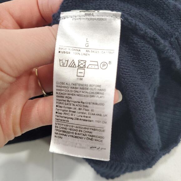 Banana Republic Sweater Womens Large Navy Linen Button Front Cardigan Dolman - Picture 6 of 8